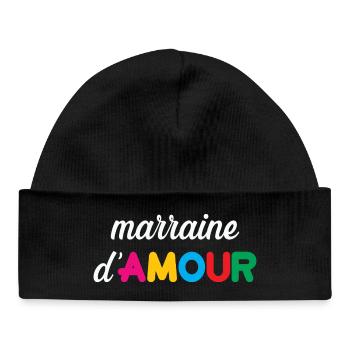 Marraine d'Amour - Famille - Baptême - Bonnet bébé bio - noir - Devant