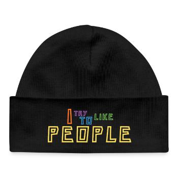 I Try To Like People - Baby Organic Beanie - black - Front