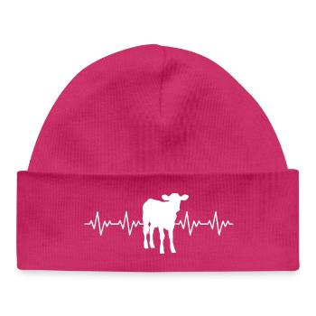 Bauer Kalb EKG Herzschlag - Baby Organic Mütze - hot Pink - Vorne