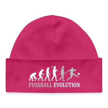 Évolution du football – Du singe au footballeur - Bonnet bébé bio - hot pink - Devant