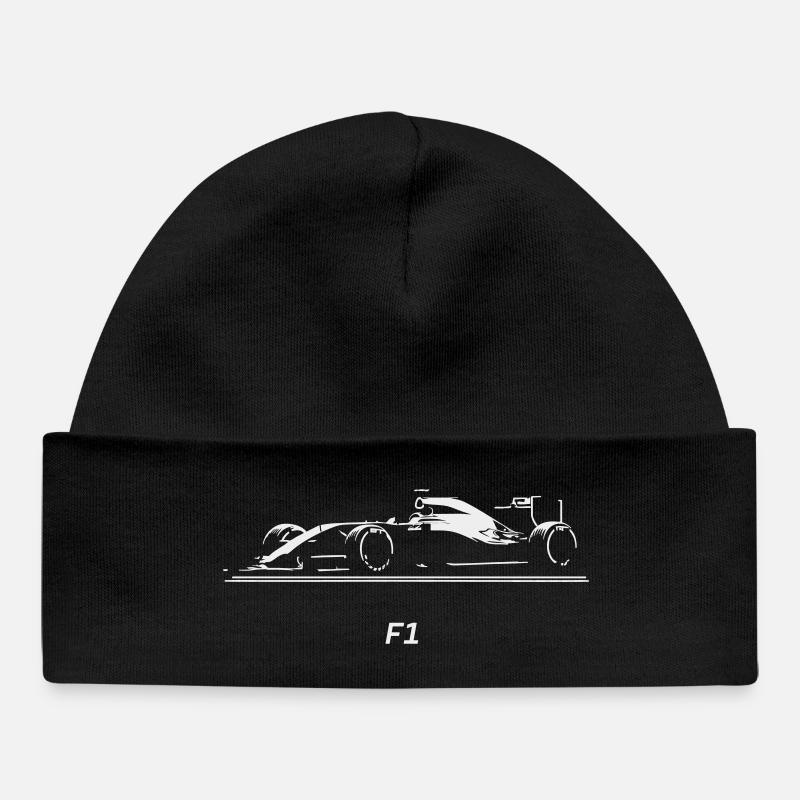Silhouette de voiture de course F1 sur fond noir - Bonnet bébé bio - noir