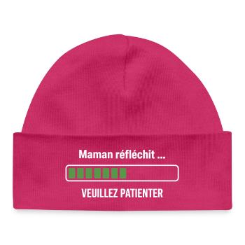 Mom thinks please be patient, humor mom - Baby Organic Beanie - hot pink - Front