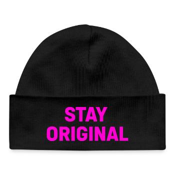 Stay Original Neon Pink Typo - Baby Organic Beanie - black - Front
