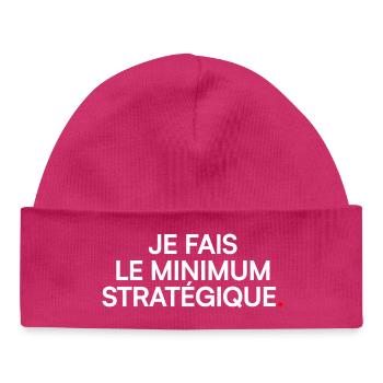 Je fais le minimum stratégique humour - Bonnet bébé bio - hot pink - Devant