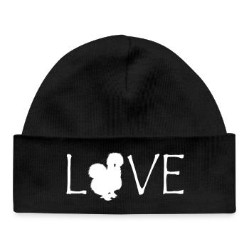 Fans de poulet - Coq - Coq - Poulet de soie - Bio - Bonnet bébé bio - noir - Devant