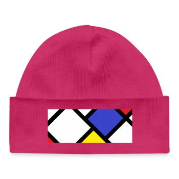 Contre-composition selon « De Stijl » - Bonnet bébé bio - hot pink - Devant
