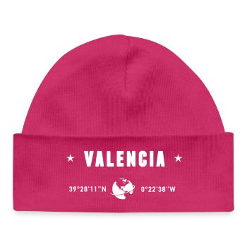 Valencia, Spanien, GPS-Koordinaten, Globe White - Baby Organic Mütze - hot Pink - Vorne