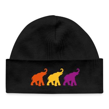 Three elephants love yoga india meditation - Baby Organic Beanie - black - Front
