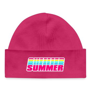 Retro Summer | 80s Style Rainbow  - Baby Organic Beanie - hot pink - Front