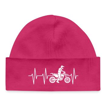 Supermoto Heartbeat Moto Motard Symbole Icône - Bonnet bébé bio - hot pink - Devant
