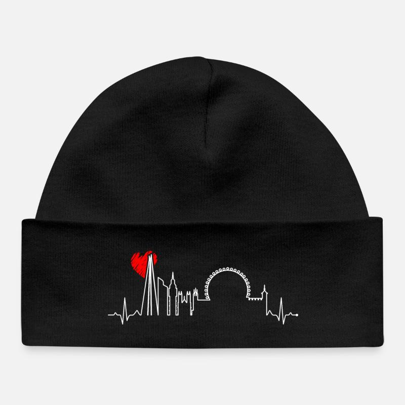 Battement de cœur urbain Skyline - Bonnet bébé bio - noir
