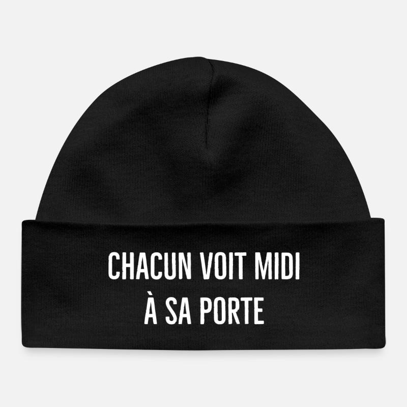 chacun voit midi a sa porte - Bonnet bébé bio - noir