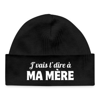 maman, j vais le dire, enfant - Bonnet bébé bio - noir - Devant