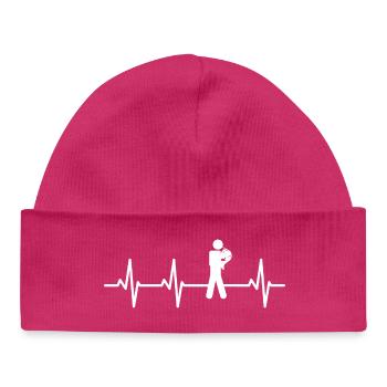 French Horn Stick Figure Heartbeat - Baby Organic Beanie - hot pink - Front