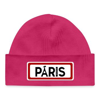 Panneau signalétique ville de Paris - Bonnet bébé bio - hot pink - Devant