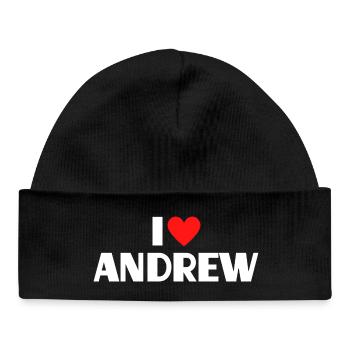 J'aime Andrew Red Heart, fan du nom romantique - Bonnet bébé bio - noir - Devant