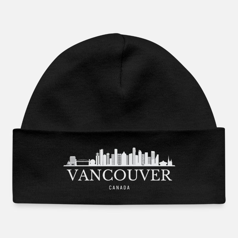 Vancouver Skyline, Vancouver Canada - Bonnet bébé bio - noir