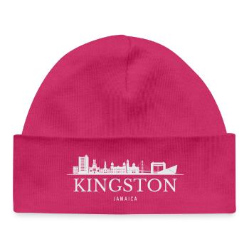 Kingston Skyline, Kingston Jamaica - Baby Organic Beanie - hot pink - Front