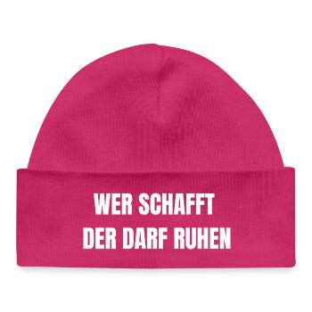 He who creates, may rest | Work Shirt - Baby Organic Beanie - hot pink - Front
