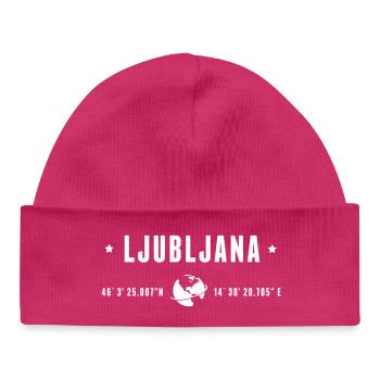 Ljubljana GPS-Koordinaten Globe Moderne Typografie - Baby Organic Mütze - hot Pink - Vorne