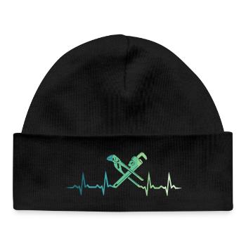Heating engineer, plumber's heartbeat - Baby Organic Beanie - black - Front