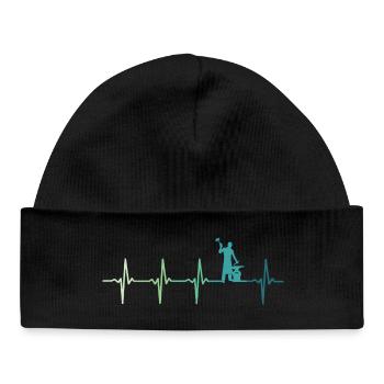 blacksmith hammer heartbeat metalworker - Baby Organic Beanie - black - Front