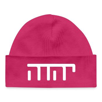 JHWH Strang Weiß - Baby Organic Mütze - hot Pink - Vorne