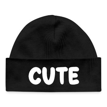 cute title with puffy Font - Baby Organic Beanie - black - Front