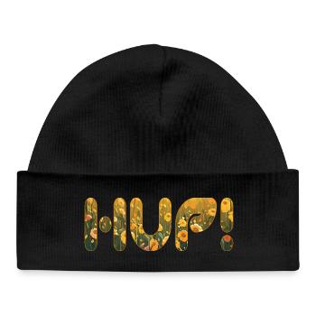 HUP in the flower field - Baby Organic Beanie - black - Front