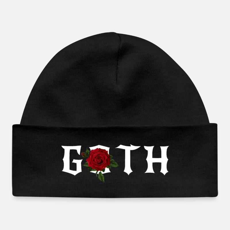 Goth, Gothic Theme with a Red Rose - Baby Organic Beanie - black