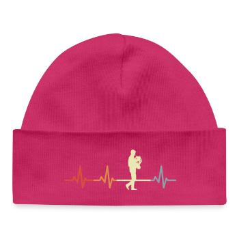 Vintage French Horn Heartbeat - Baby Organic Beanie - hot pink - Front