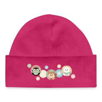Animaux mignons - Motif de Noël - Bonnet bébé bio - hot pink - Devant