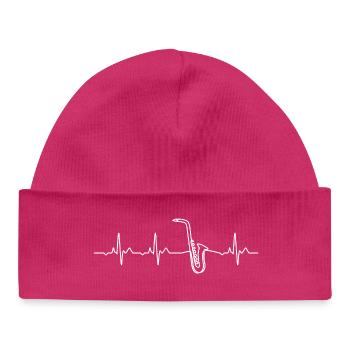 Saxophone Heartbeat Marching Band Cadeau - Bonnet bébé bio - hot pink - Devant