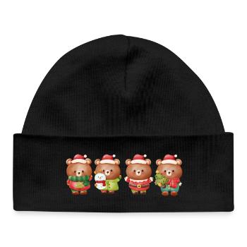 Quatuor d’ours de Noël festif - Bonnet bébé bio - noir - Devant