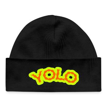 YOLO Néon Lime Psychédélique - Bonnet bébé bio - noir - Devant