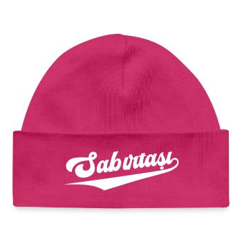 Kreatives SABIRTASI (türk) Zitat – Geduldstein  - Baby Organic Mütze - hot Pink - Vorne
