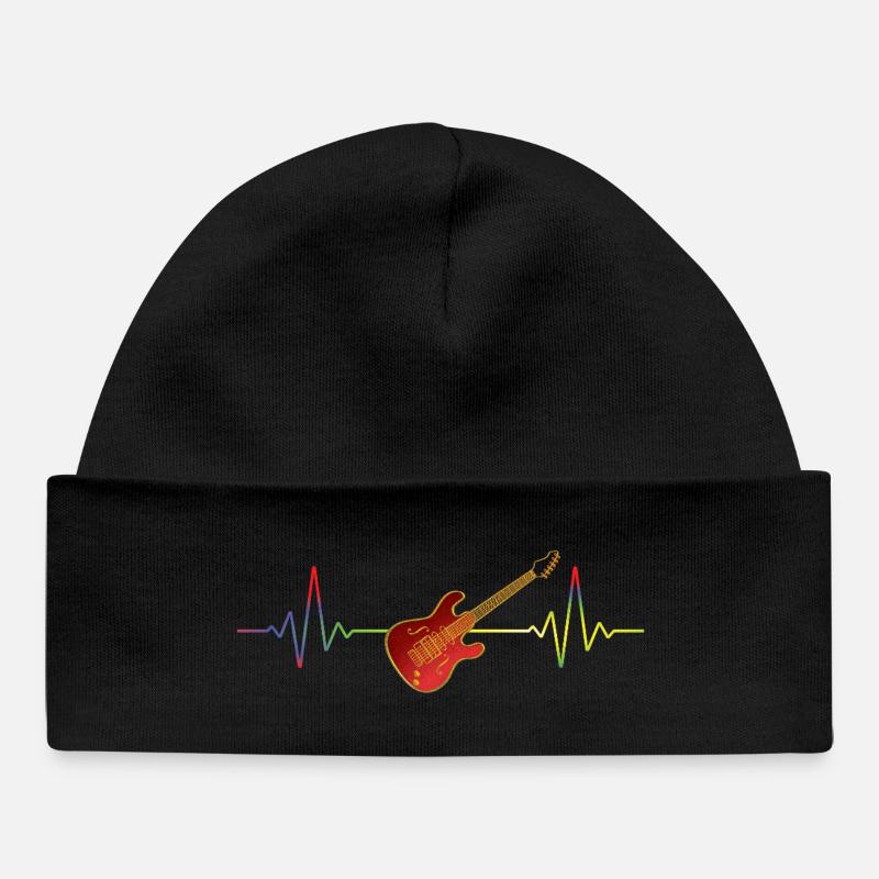 Guitare électrique rouge avec cadeau Heartbeat Rainbow - Bonnet bébé bio - noir