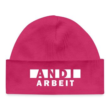 Andi Arbeit – Funny Saying Andreas Andrea - Baby Organic Beanie - hot pink - Front