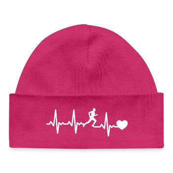 Laufendes Herz Rhythmusdesign - Baby Organic Mütze - hot Pink - Vorne