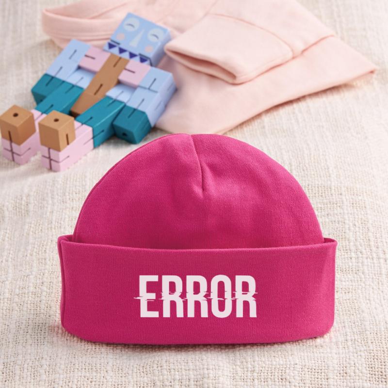 Error Error Message with Glitch Lettering Baby Organic Beanie