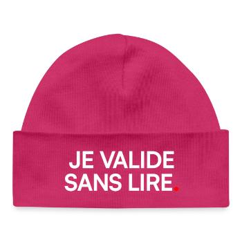 I validate without reading humor office - Baby Organic Beanie - hot pink - Front