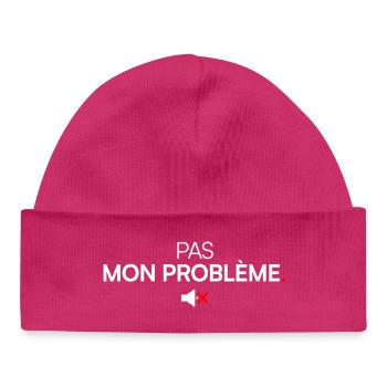 Not my minimal design problem humor - Baby Organic Beanie - hot pink - Front
