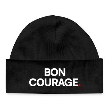 BON COURAGE | Expression humour minimaliste - Bonnet bébé bio - noir - Devant