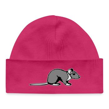 Rat Side Profile Cute Funny Rodent Animal Comic - Baby Organic Beanie - hot pink - Front