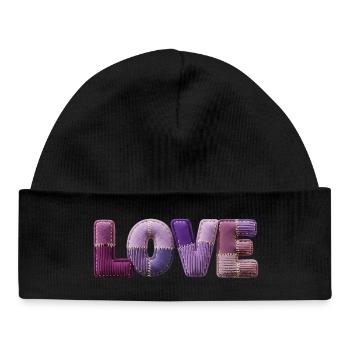 J’adore le look patchwork en tissu 3D en lettres - Bonnet bébé bio - noir - Devant