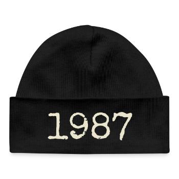Cadeau Anniversaire 1987 - Génial depuis 1987 - Bonnet bébé bio - noir - Devant
