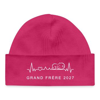 Futur Grand Frère 2027 Advertisement Grossesse - Baby Organic Beanie - hot pink - Front