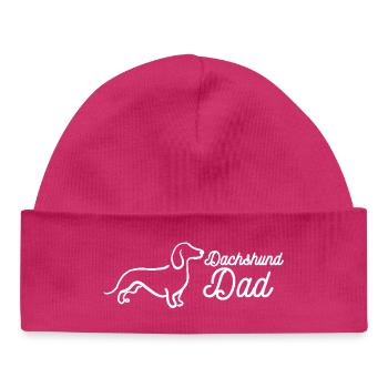 Dachshund Dad Line Art Shirt - Baby Organic Beanie - hot pink - Front