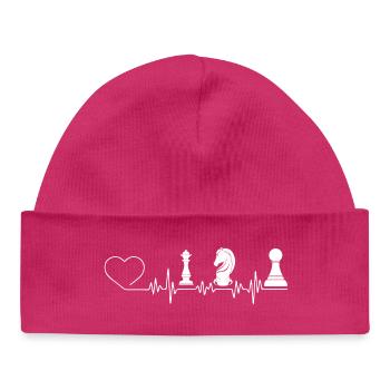 Battement de coeur jeux d'échecs - Bonnet bébé bio - hot pink - Devant