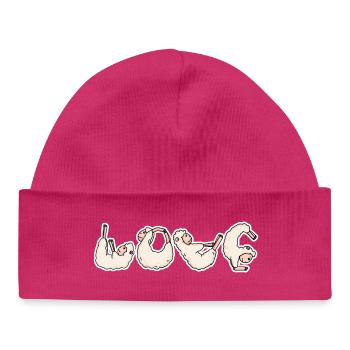 Les moutons AIMENT le yoga - Bonnet bébé bio - hot pink - Devant